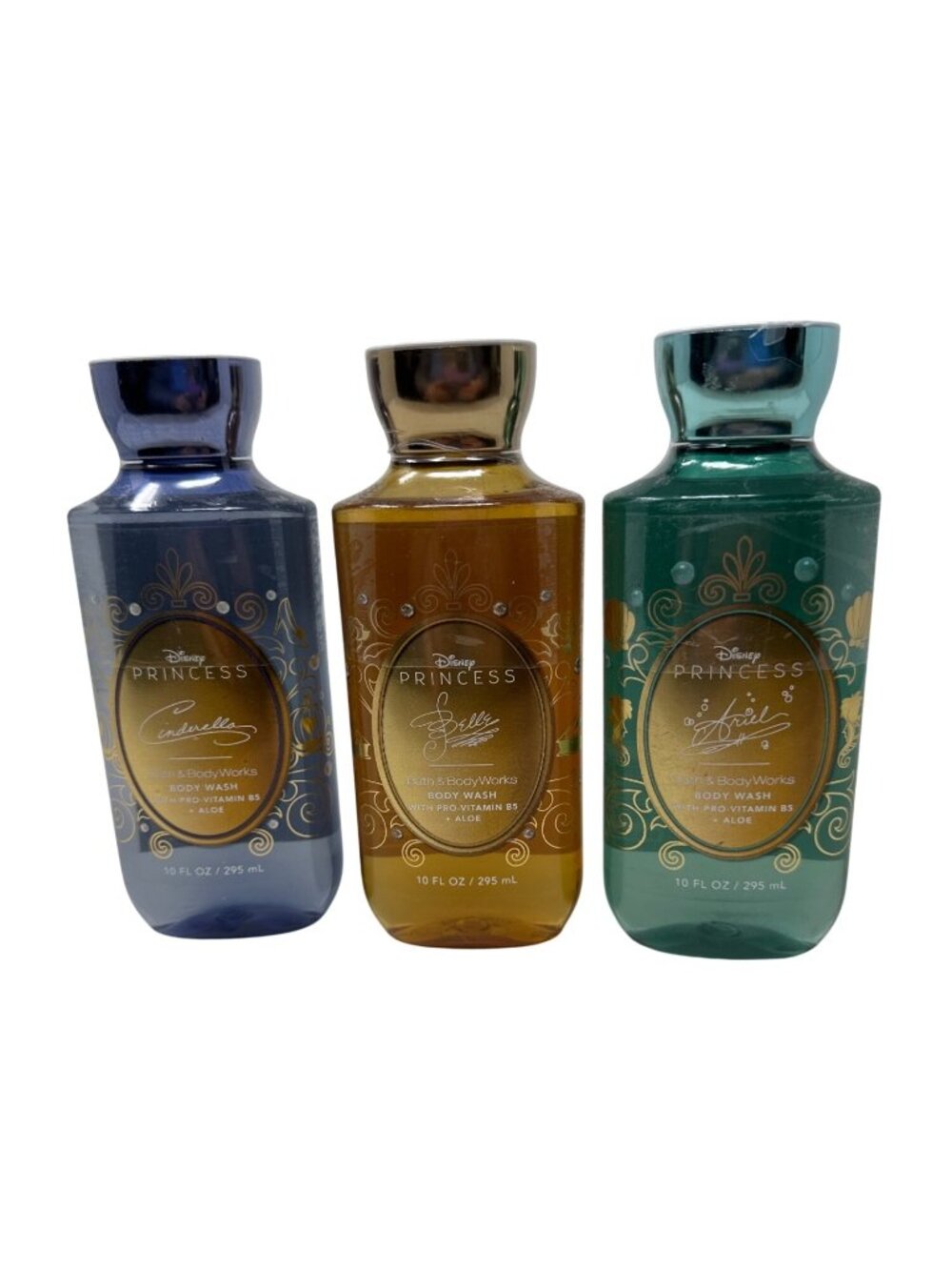Disney Princess Body Wash Set Lot of 3 Ariel, Belle & Cinderella 10 Fl Oz Each